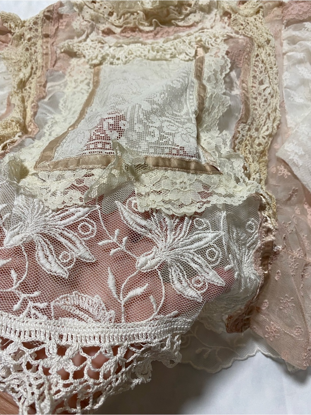 Lace Ruffle Victorian-Inspired Blouse in Ivory and Blush - Picture 5 of 10